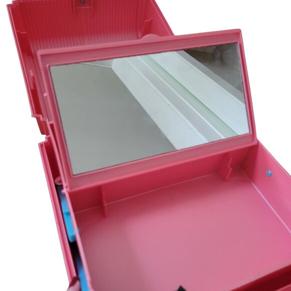 Sassaby Deluxe Pink Cosmetics Organizer Mirror Compartments Sewing Makeup Travel - Picture 8 of 14